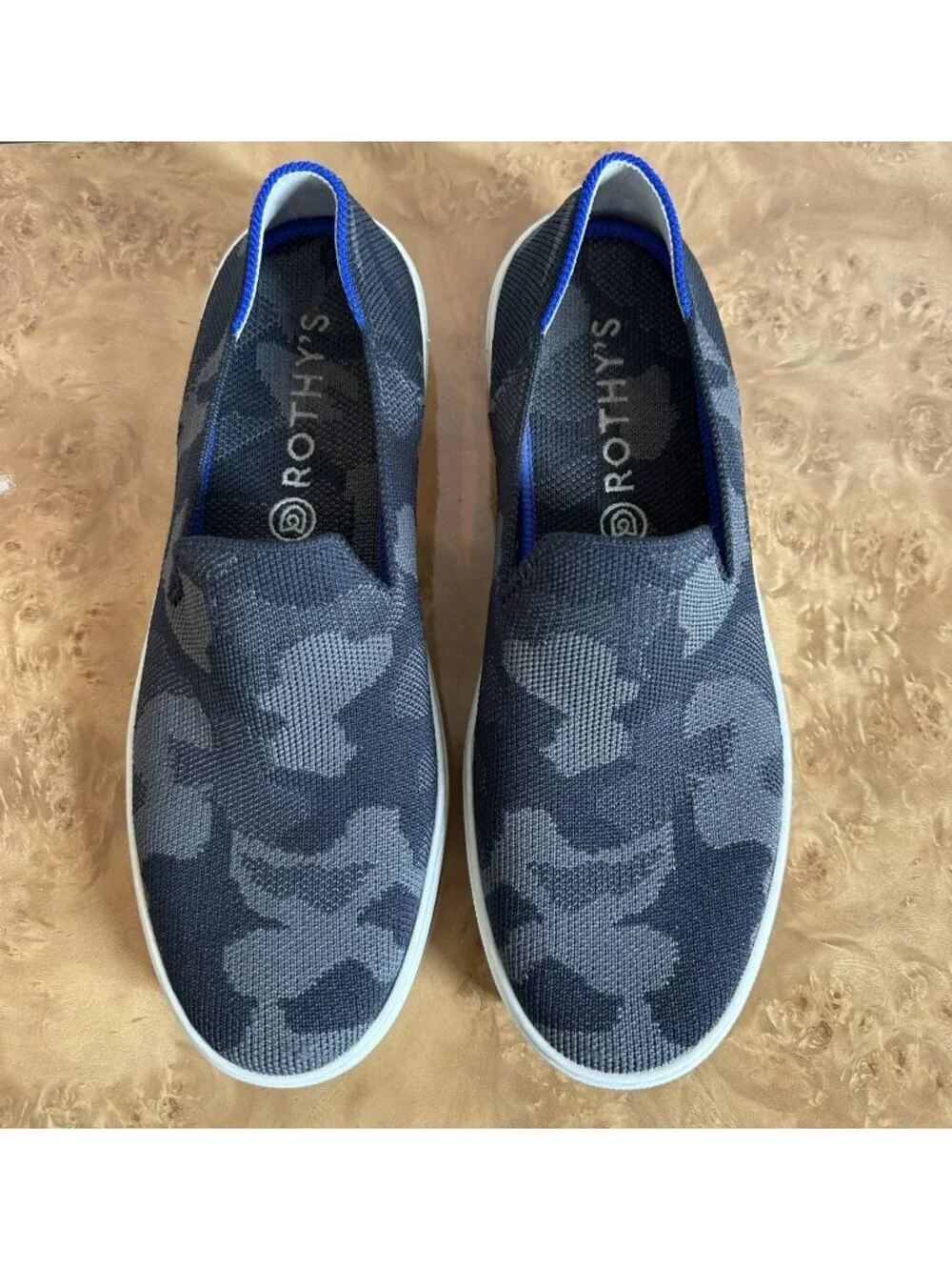 Rothy's The Original Slip-On Sneaker Grey Camo Knit Washable Sneakers Size 8